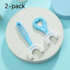 Kids New Toothbrush with U-Shaped Food Grade Silicone Brush Head,  Manual Toothbrush Oral  Cleaning Tools for Children Training Teeth Cleaning Whole M #922319