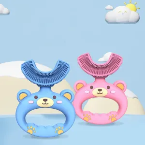 Little Bear Pattern Toothbrush Silicone Cartoon U Shaped Heads Waterproof Oral Care for Baby/Toddlers Dental Cleaning #1043827