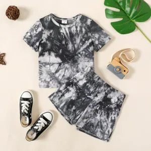 2-piece Toddler Boy 100% Cotton Tie Dyed Short-sleeve Tee and Elasticized Shorts Set #797137