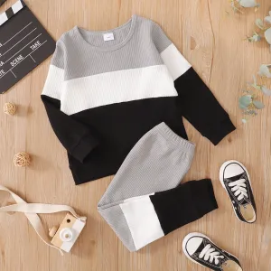 2-piece Toddler Boy Colorblock Pullover Sweatshirt and Pants Set #722726