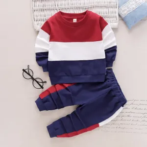 2-piece Toddler Boy/Girl Colorblock Pullover and Pants Casual Set #193255