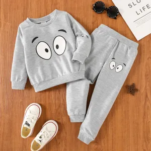 2-piece Toddler Boy/Girl Eye Print Pullover Sweatshirt and Pants Casual Set #1211864