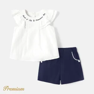 2-piece Toddler Girl 100% Cotton Sleeveless Ruffled Top & Shorts Set #1040794