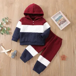 2-piece Toddler Girl/Boy Colorblock Hoodie Sweatshirt and Pants Set #1026038