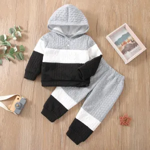 2-piece Toddler Girl/Boy Colorblock Hoodie Sweatshirt and Pants Set #1026044