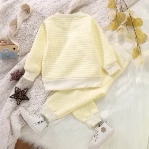 2-piece Toddler Girl/Boy Solid Long-sleeve Top and Elasticized Pants Casual Set #995847