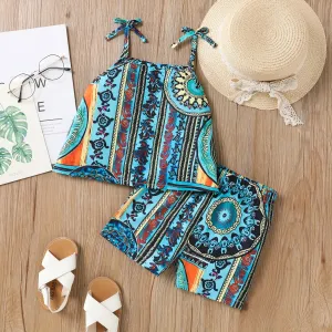2pc Toddler Girl Bohemian Ethnic Top and Shorts Set #1331426