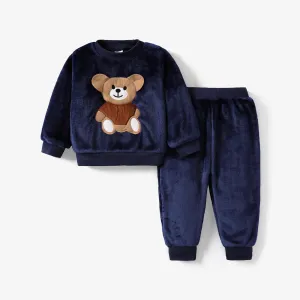 2pcs Toddler Boy Bear Applique Embroidery Pattern Set #1080238