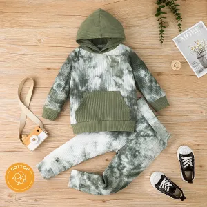 2pcs Toddler Boy Casual Tie Dyed Hoodie Sweatshirt and Pants Set #203919