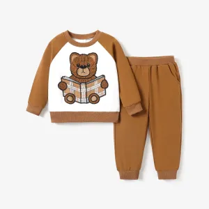 2pcs Toddler Boy Childlike Bear Animal Pattern Set #1095566