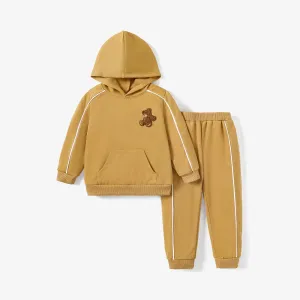 2pcs Toddler Boy Solid Color Hooded  Set #1098502