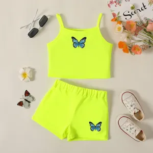 2pcs Toddler Girl Butterfly Print Camisole and Shorts Set #795997