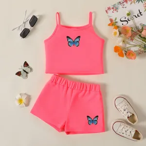 2pcs Toddler Girl Butterfly Print Camisole and Shorts Set #796002