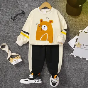 2pcs Toddler Girl Cute Bear Embroidered Pullover Sweatshirt and Pants Set #1054655