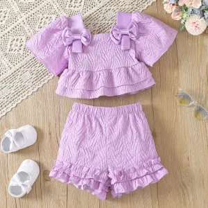 2pcs Toddler Girl's Sweet Square-Cut Collar Summer Dress Set