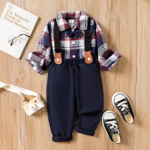 3pcs Toddler Boy  School Style Houndstooth Set #1065750
