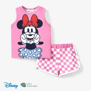 Disney Mickey and Friends 2pcs Toddler Girl/Boy Character Naiaâ¢ Print Tank Top with Plaid Shorts Set