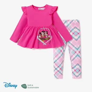 Disney Mickey and Friends Christmas Toddler Girl 2pcs Naiaâ¢ Character Print Peplum Long-sleeve Tee and Plaid Pants Set