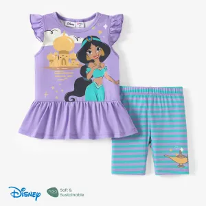Disney Princess 2pcs Toddler Girls Naiaâ¢ Character Print Ruffled Top with Stripped Leggings Set #1332836