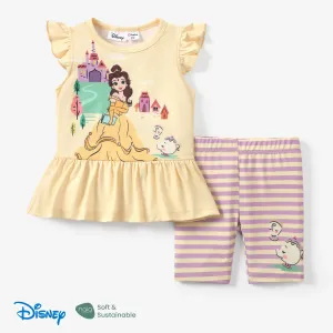 Disney Princess 2pcs Toddler Girls Naiaâ¢ Character Print Ruffled Top with Stripped Leggings Set