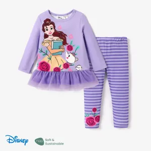 Disney Princess Toddler Girl 2pcs Character Naiaâ¢ Print Peplum Long-sleeve Tee and Pants #1192856