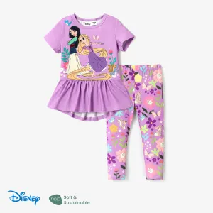 Disney Princess Toddler Girl 2pcs Naiaâ¢ Character Print Peplum Long-sleeve Tee and Floral Pants Set #1319098