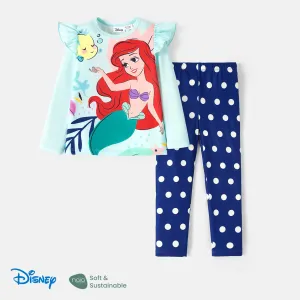 Disney Princess Toddler Girl 2pcs Naiaâ¢ Character Print Ruffled Long-sleeve Pullover and Polka Dots Leggings Set #1060637