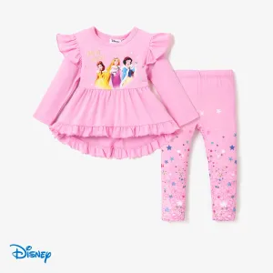 Disney Princess Toddler Girl 2pcs Ruffled Long-sleeve Top and Sequins Pants Set #1210542