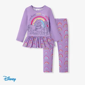 Disney Winnie the Pooh Toddler Girl 2pcs Character Print Peplum Long-sleeve Tee and Leggings Set #1080416