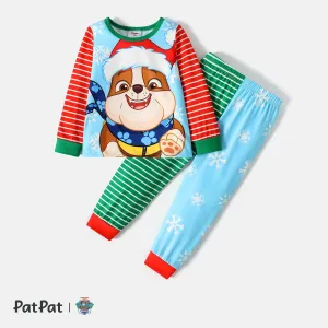 PAW Patrol 2pcs 2pcs Toddler Boy/Girl Christmas Striped Colorblock Long-sleeve Tee and Pants Set #208986