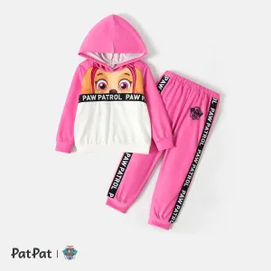 PAW Patrol 2pcs Toddler Boy/Girl Letter Print Colorblock Hoodie Sweatshirt and Pants Set