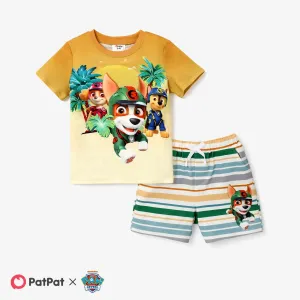 Paw Patrol 2pcs Toddler Boys Character Gradient Print with Striped Shorts Sporty Set #1338312