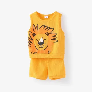 Toddler Boy 2pcs Dino Print Tank Top and Shorts Set #1322345