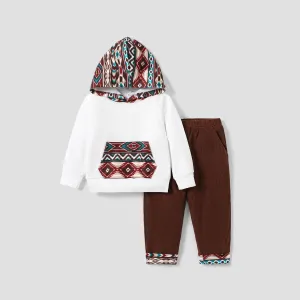 Toddler Boy Bohemia Style Hooded Set/Bandana/Shoes #1210870