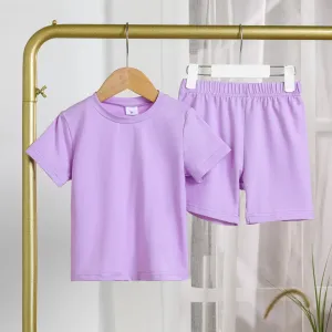 Toddler Boy/Girl 2pcs Cotton Solid Color Tee and Shorts Set #1320025
