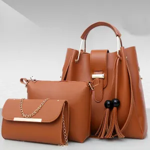One-shoulder Hand-carried Cross-body Bag Ladies Three-piece Tassel Child Mother Bag #191813