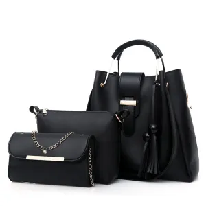One-shoulder Hand-carried Cross-body Bag Ladies Three-piece Tassel Child Mother Bag #191814