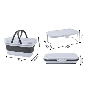 Multifunction Folding Storage Bucket Portable Picnic Camping Container Box with Cover Small Table Plate #207813
