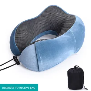 Travel Pillow Memory Foam Neck Pillow with Storage Bag for Airplane Car Travel Accessories #226952