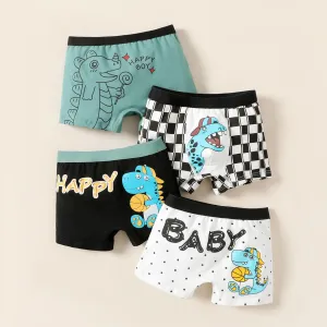 4-Pack Kid Boy Cotton Dinosaur Print Boxer Briefs Underwear #780502