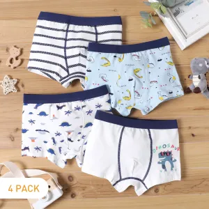 4-Pack Kid Boy Dinosaur Print/Stripe Boxer Briefs Underwear #227224