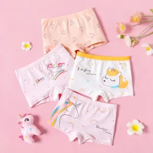 4-Pack Kid Girl Unicorn Print Boxer Briefs Underwear #230550