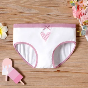 Kid Girl Heart Print/Plaid Briefs Underwear #212356