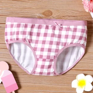 Kid Girl Heart Print/Plaid Briefs Underwear #212357