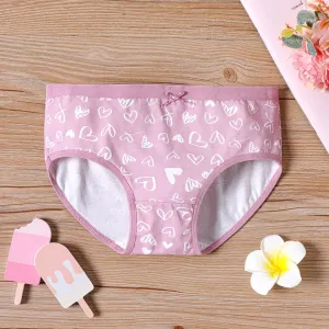 Kid Girl Heart Print/Plaid Briefs Underwear #212364