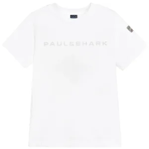 Paul & Shark Boy's Reflective Logo Print T-shirt White 8Y