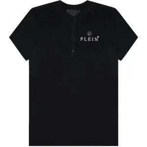 Philipp Plein Men's Logo Plaque Henley T-shirt Black XL