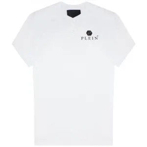 Philipp Plein Men's Logo Plaque Henley T-shirt White XL