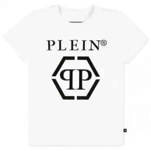 Philipp Plein Boy's T-shirt Logo Shirt White 14Y