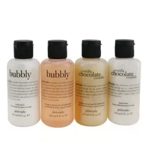PhilosophySweetest Party Favors 4-Pieces Git Set: Vanilla Chocolate Cumble (Shampoo, Shower Gel & Bubble Bath 120ml + Body Lotion 120ml ) +   Bubbly (